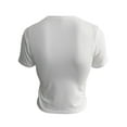 thumbnail image 6 of Michellecmm  Women Crop T-Shirts Bow Print Summer Short Sleeve Basic Tops Pullovers, 6 of 7