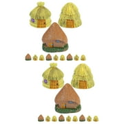 Figurines Resin Thatched Cottage Tiny House Home Decorations Glass Small 24 Pcs