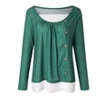 thumbnail image 4 of Womens Plain Tshirts Long Sleeve Going Out Tops for Women Fall Fashion Solid Color Button Loose Blouses Casual Green 2XL, 4 of 7