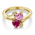 thumbnail image 3 of Gem Stone King 18K Yellow Gold Plated Silver Pink Moissanite Red Created Ruby and White Moissanite Ring for Women (1.79 Cttw, Heart Shape 6MM, Gemstone Birthstone, Size 7), 3 of 6