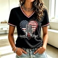 thumbnail image 2 of Women's 9/11 Never Forget Memorial V-Neck Short Sleeve T-Shirt American Flag Patriotic Remembrance Top Black XL, 2 of 4