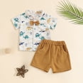 thumbnail image 2 of Kaprioy Boys Summer Outfits Toddler Boys Outfit Sets Boy Short Sleeve Dinosaur Prints Button Up T Shirt Tops Shorts 2Pcs Gentleman Outfits, 2 of 6