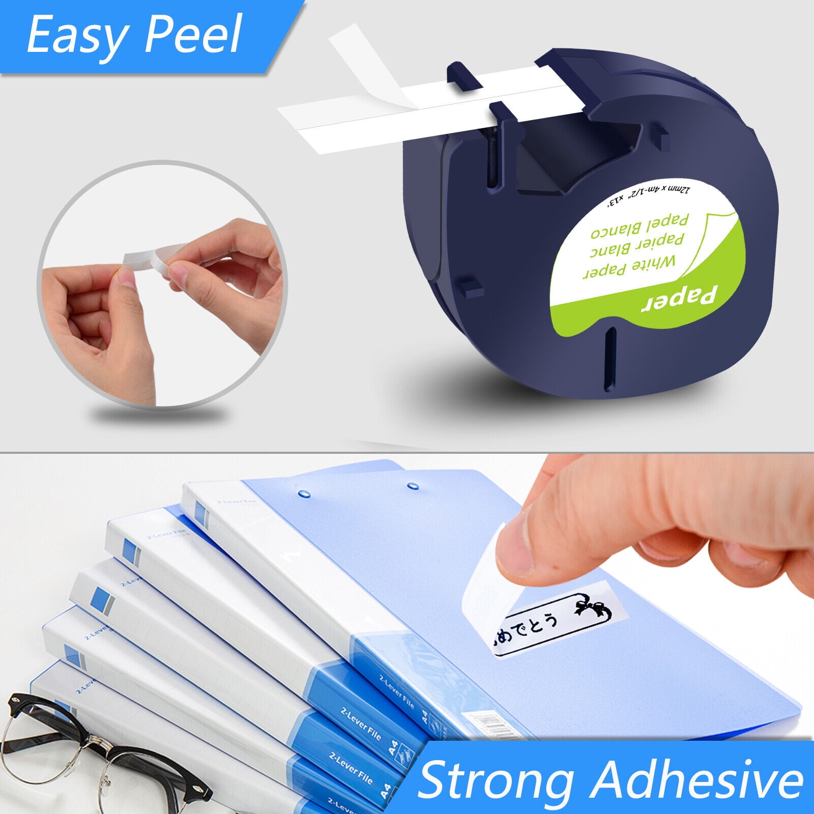 GREENCYCLE 6PK Compatible for DYMO LetraTag Refills 91330 12mm Black on White Paper Label Maker Tape