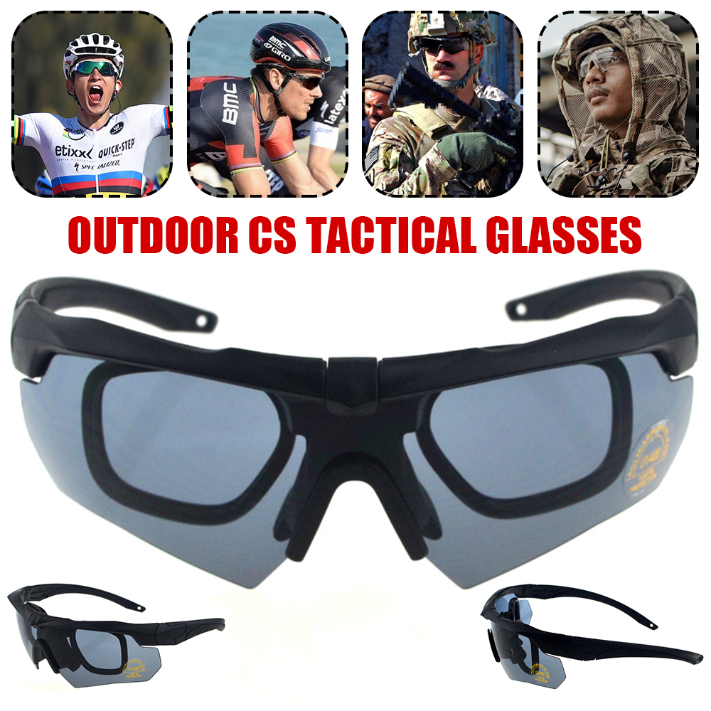 3 lens Tactical UV400 Protection Protection Shooting Glasses with