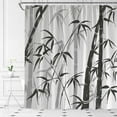 thumbnail image 3 of Bamboo Shower Curtain Asian style Chinese Ink Bamboo Leaves Relaxing Therapy Spring Summer Fabric Bathroom Decor Set Include Hooks,(72" WX72 H), 3 of 4