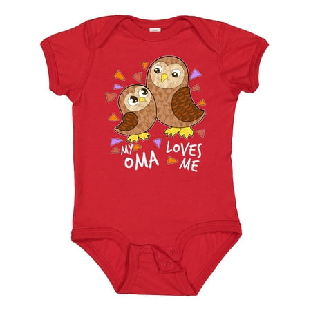 

Inktastic My Oma Loves Me- Cute Owl Family Boys or Girls Baby Bodysuit