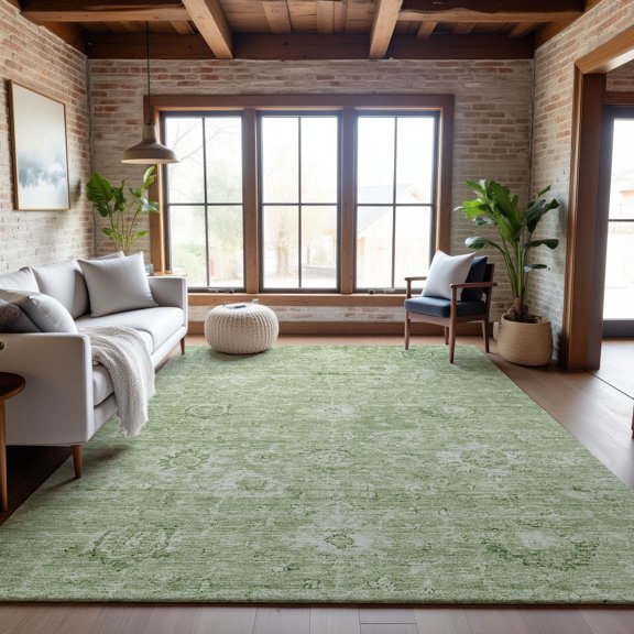 Addison Rugs Mayfield Premium Machine Washable Transitional Damask Aloe Rectangle Rug, 9' x 12'