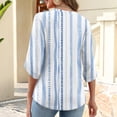 thumbnail image 5 of Women's 3/4 Length Sleeve V Neck Blouses Plus Size Loose Fit Dressy Casual Work Office Tops Sky Blue M, 5 of 5