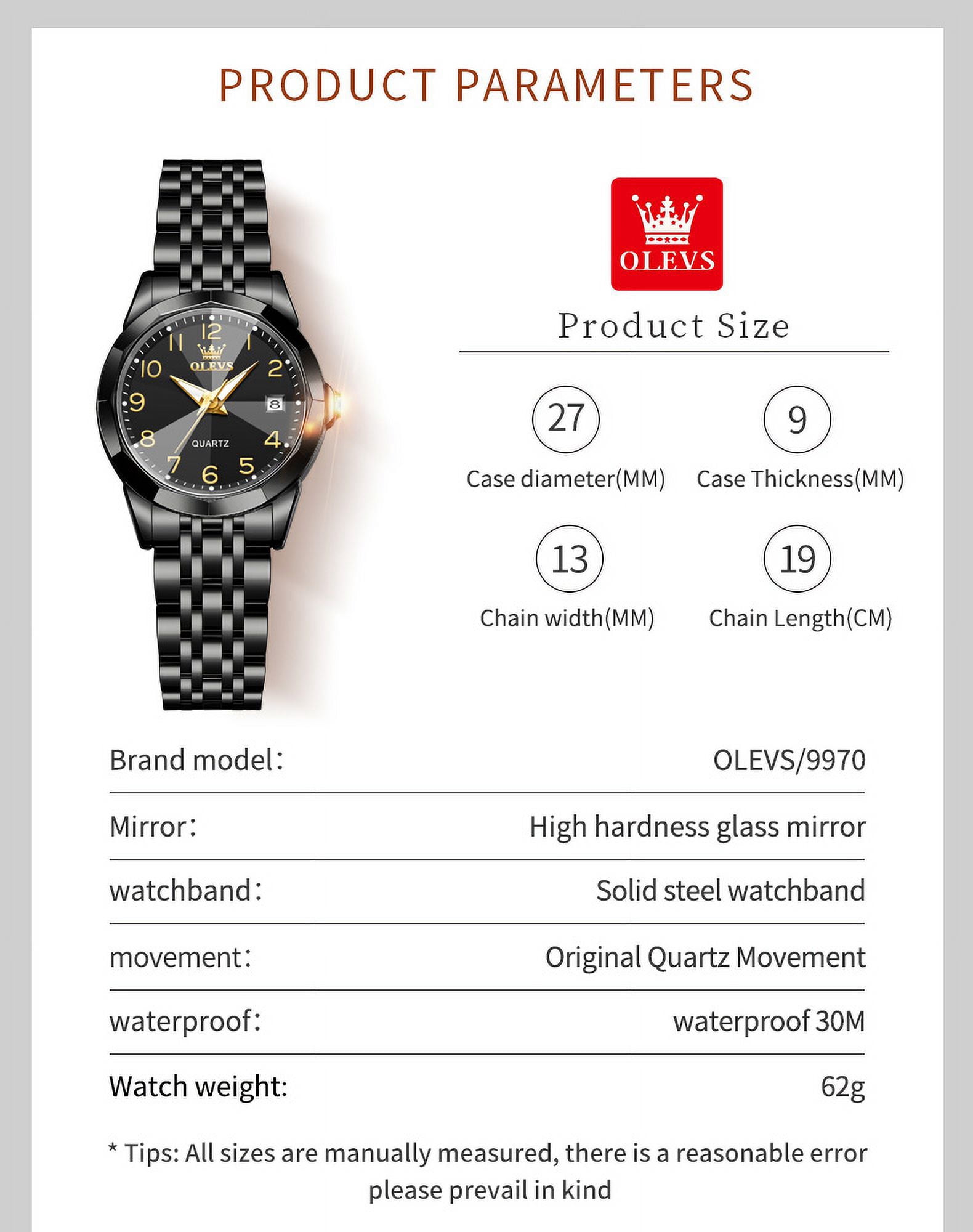 OLEVS Watches for Women Luxury Casual Dress Analog Quartz Digital Date Two Tone Gold Plated Stainless Steel Waterproof Luminous Female Wrist Watch Reloj para Mujer