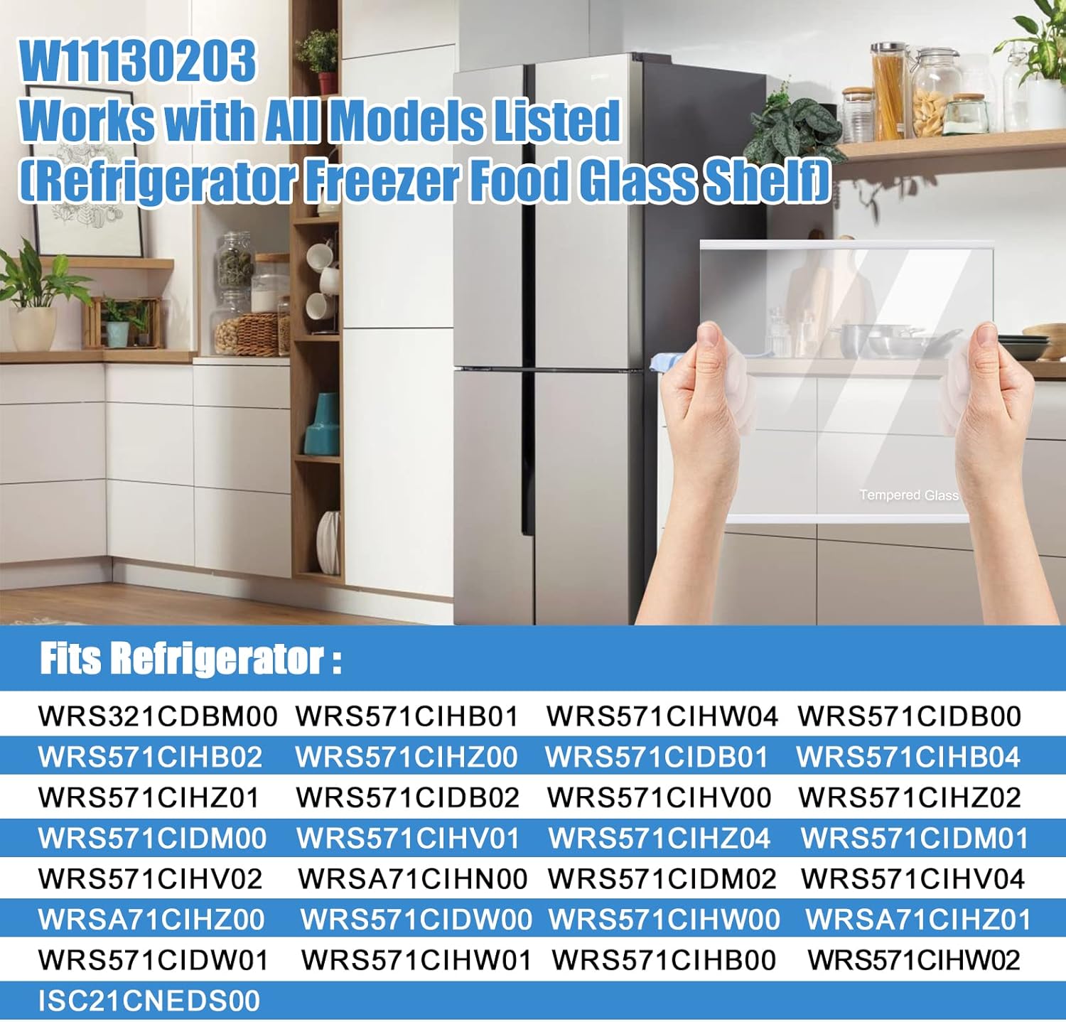 W11130203 Freezer Glass Shelf  for   Refrigerator - 11.7" X 10" (2 Pack)