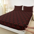 thumbnail image 3 of Feelyou Adult Boho Damask Twin Sheet Sets, Black Red Ghost Bedding, 3-Piece, 3 of 7