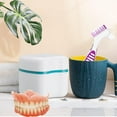thumbnail image 4 of Denture Bath Case with Basket Denture Bath Cleaning Box Container Soaking Cup Cleaner Retainer Case Holder for Dentures for False Teeth, Plus Free Brush, 4 of 5