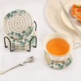 thumbnail image 5 of 6 Pcs Drink Coasters with Holder 3.94in Woven Coasters for Drinks Eucalyptus Wreath Coaster Set for Protection Table, 5 of 7