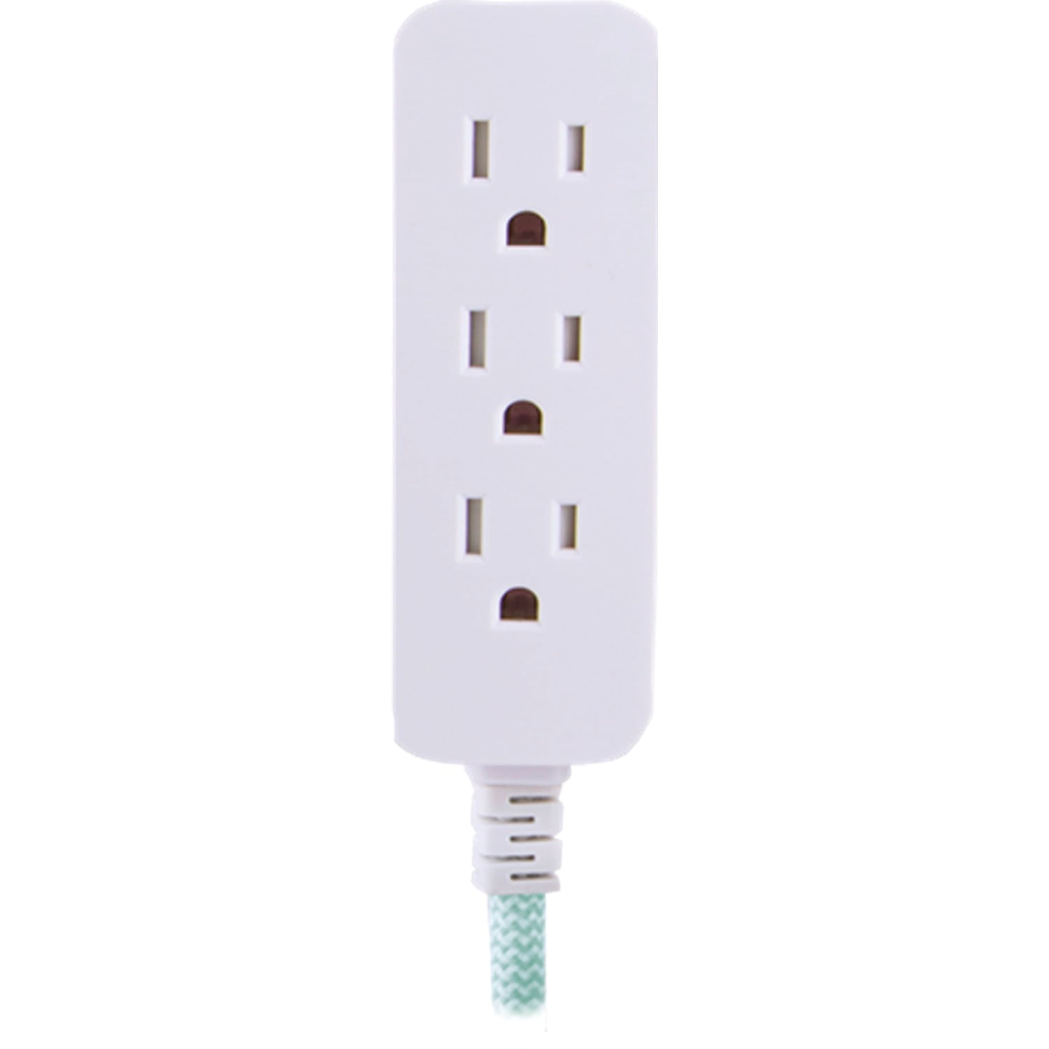 Cordinate 3-Outlet Surge Protector, Mint/White, 10ft. Braided – 37915