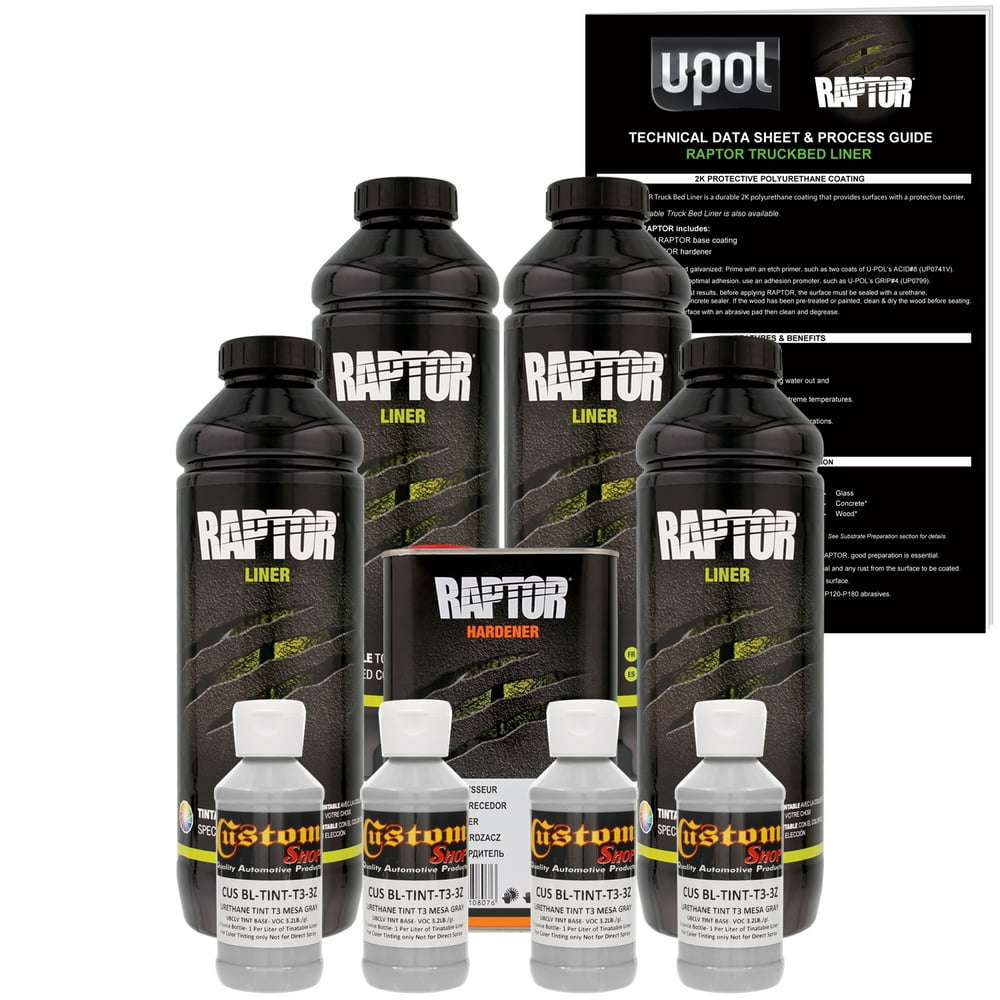 Raptor Mesa Gray Urethane SprayOn Truck Bed Liner & Texture Coating, 4