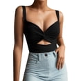 thumbnail image 1 of Blusa sin mangas con cuello en V para mujer - Camiseta sin mangas informal y fluida - Tejido de poliéster - Para el día a día en verano y las vacaciones, 1 of 7