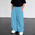 thumbnail image 2 of Faraee Boys Baggy Sweatpants Elastic Waist Wide Leg Jogger Pants with Pockets Loose Fit Casual Trousers 4t 5t 6t 7t 4-15 Years, 2 of 6