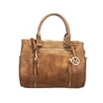 thumbnail image 2 of ZzFab Multi Zippers Fashion Locking Faux Leather Purse Tote Bag Brown, 2 of 3