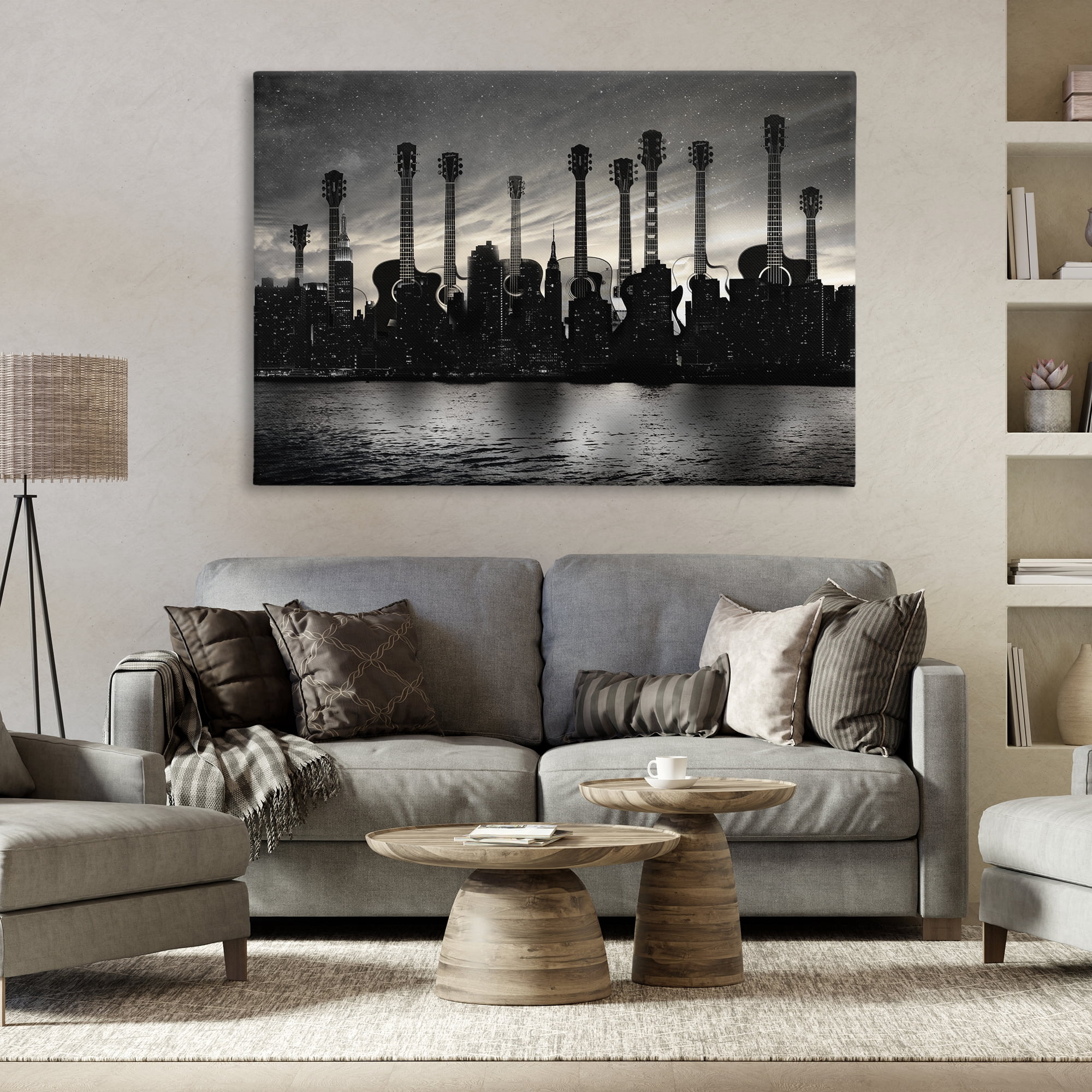 Stupell Industries Guitar Skyline Cityscape Canvas Wall Art, design by CAD Designs