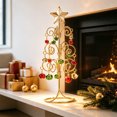 thumbnail image 4 of Twfbrm Spiral Christmas Tree Ornament Display, Metal Sturdy Xmas Tree Stand with Red Green Bells and Glitter Star, Winter Holiday Tabletop Holder Christmas Decoration for Gift, Home Decor, 4 of 9