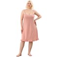 thumbnail image 4 of GRACE & GRANDEUR Women's Plus Pajamas Adjustable Strap Polka Dots Ruffle Hem Nightgown Pink 3X, 4 of 6