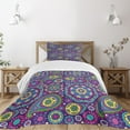 thumbnail image 3 of Ambesonne Purple Mandala Quilted Bedspread Set 2 Pcs, Vibrant Tones Boho, Twin Size, Multicolor, 3 of 6