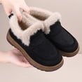 thumbnail image 5 of LIJCC Women's Winter Shoes Flat Insulated Fluffy Trendy Buckle Slip on Ankle Low Heel Cute Suede Work Office Snow Boots Warm Faux Fur Lined Ankle Booties Plush Slip On Outdoor Shoes, 5 of 7