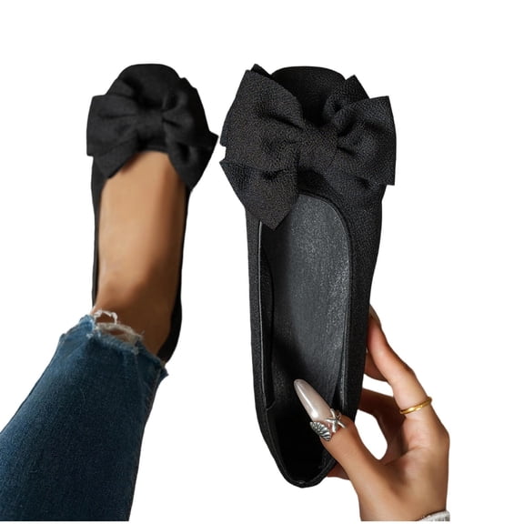 Vibrex Womens Ballet Flats Comfortable Square Toe Slip On Casual Loafers Walking Flats Dress Shoes Bow-Knot Dressy Casual Work Loafers