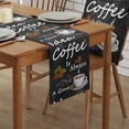 thumbnail image 2 of Table Runner Dresser Scarves 72 Inch Long, Coffee and Cocoa Beans Linen Dining Table Runners Quote on Vintage Blackboard Tabletop Scarf for Wedding Holiday Party Kitchen, 2 of 7