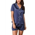 thumbnail image 1 of LELINTA Women's Satin Pajamas Sleepwear Set Short and Short Sleeve Sleepwear Nightwear Button-Down PJ Set, 1 of 5