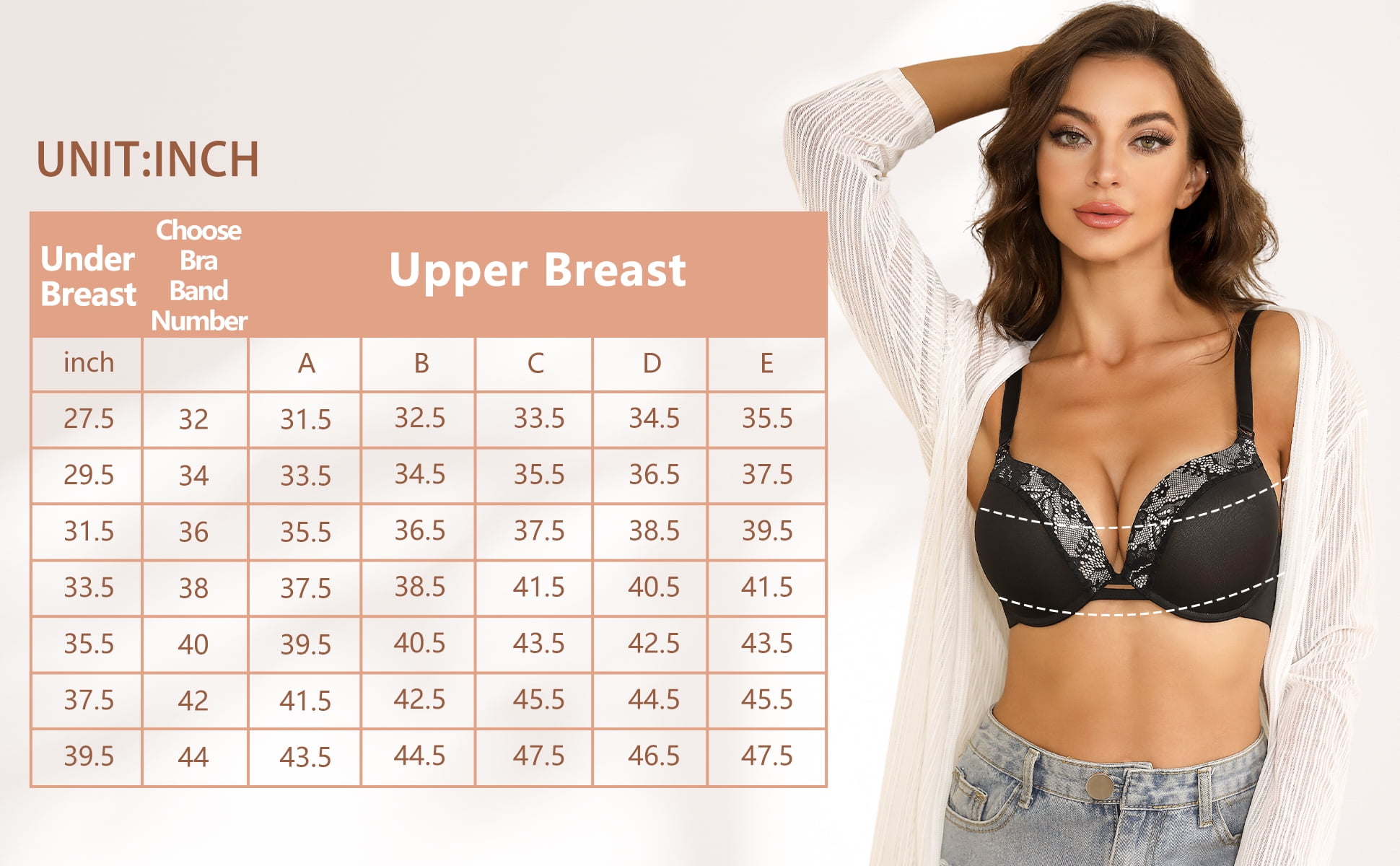 YANDW Push-up Padded Bras for Women Plunged Underwire Support Bra Add One Cups, Black 36A