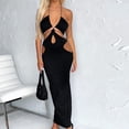 thumbnail image 2 of EQWLJWE Robe Longue pour Femmes Mode Aguichant Couleur Unie Sans Manches Tube Top Crop Top + Jupe Noire Ensemble, 2 of 9