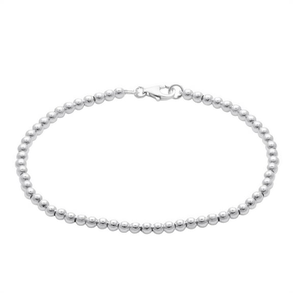 Silverly Women's 925 Sterling Silver 3mm Ball Bead Chain Lobster Clasp Bracelet 18 19.5cm