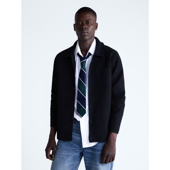 Free Assembly Men's Cozy Yarn Cardigan Sweater with Long Sleeves, Sizes XS-3XL