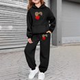 thumbnail image 2 of Piomll Matching Sets For Girls Valentine's Day Hooded Tracksuit Leopard Print Heart Fleece Jogger Kids Outfits, 2 of 6