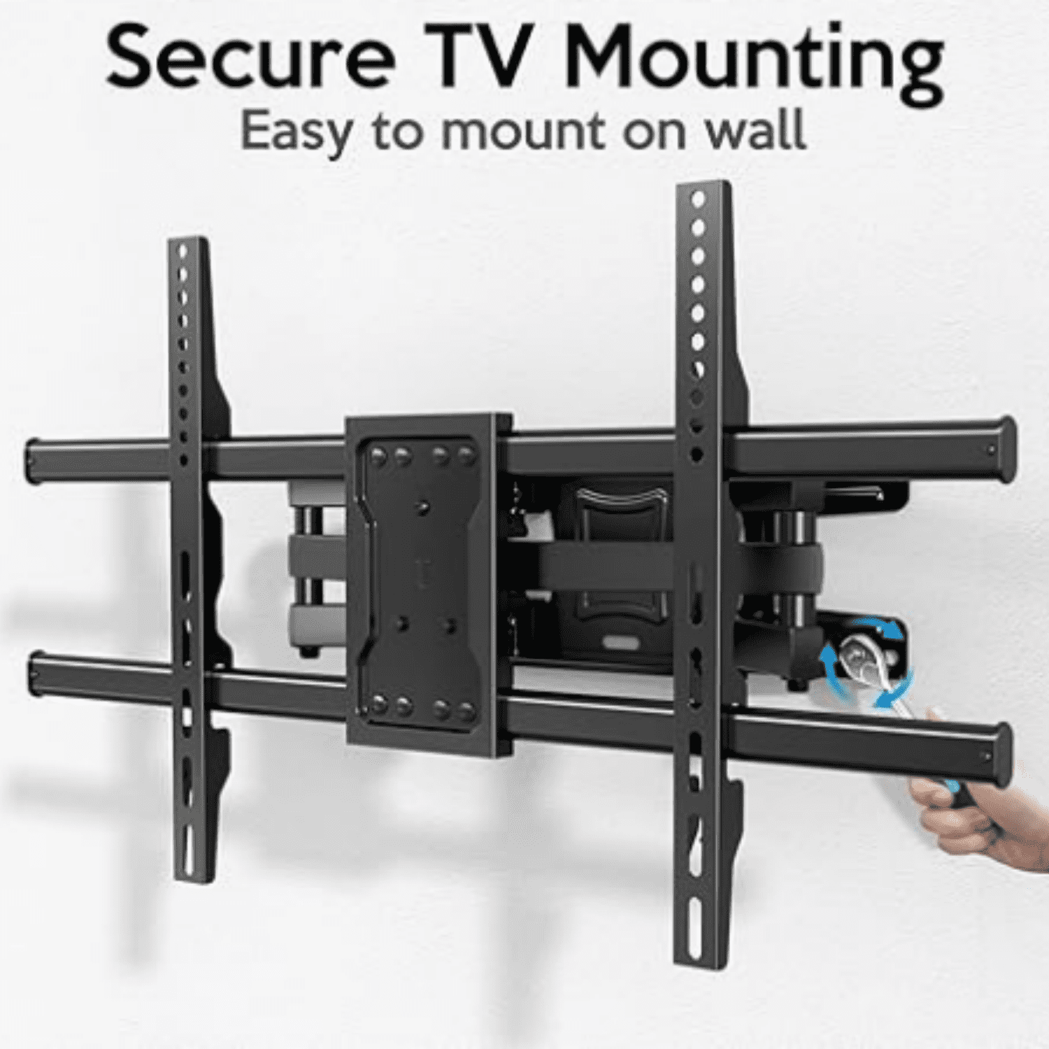 Full Motion TV Wall Mount Bracket Dual Articulating Arms Swivels Tilts Rotation for Most 37-75 Inch Flat Curved TVs,Holds up to 110lbs, Max VESA 600x400mm,Fits up to 16" Studs