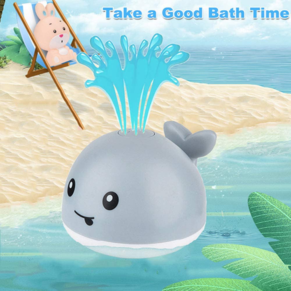 NUOBESTY Baby Bath Toy Whale Sprinkler Bathtub Toys Flashing Floating Toys for Toddler Infant Tub Play Bathroom Swimming Pool Growing Toys Without Battery Grey 