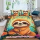 thumbnail image 2 of Perezoso Conjunto de sábanas temático, trío de piezas, cómodo y amigable con la piel, diseño único, regalo de decoración para el hogar para familiares, amigos y fans,135cm *200cm, 2 of 6