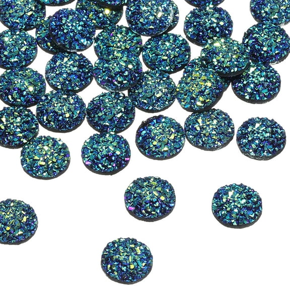 Uxcell 60 Pcs Rhinestone Flat Back Faux Druzy Crystal Diamonds Resin Embellishments Trims Beads for Jewelry Making Crafts, Dark Blue