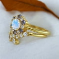 thumbnail image 4 of Natural Moonstone Engagement Ring Set Diamond Alexandrite Anniversary Ring Unique Curved Stackable Band Birthday Gift For Mom Yellow Gold Jewelry, 4 of 5