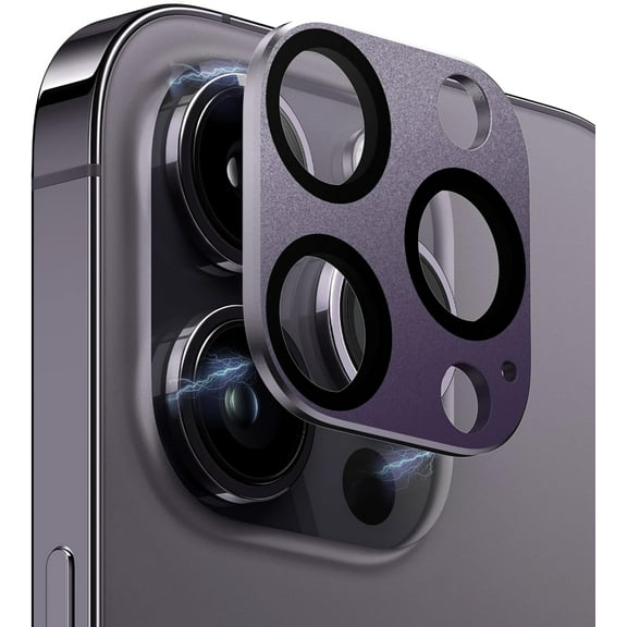 Camera Lens Protector for iPhone 14 Pro/iPhone 14 Pro Max, 2Pack Camera Cover Screen Metal Ring Case Friendly Scratch Resistant Easy to Install, 9H Tempered Glass - Purple