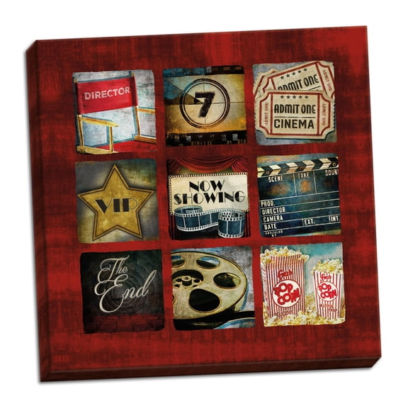 Gango Home Decor Contemporary Movie Collage by Mollie B. (Ready to Hang); One 12x12in Hand-Stretched Canvas