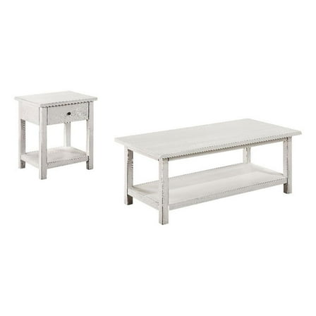 Payne 2-piece Coffee and 1-drawer End Table Set White