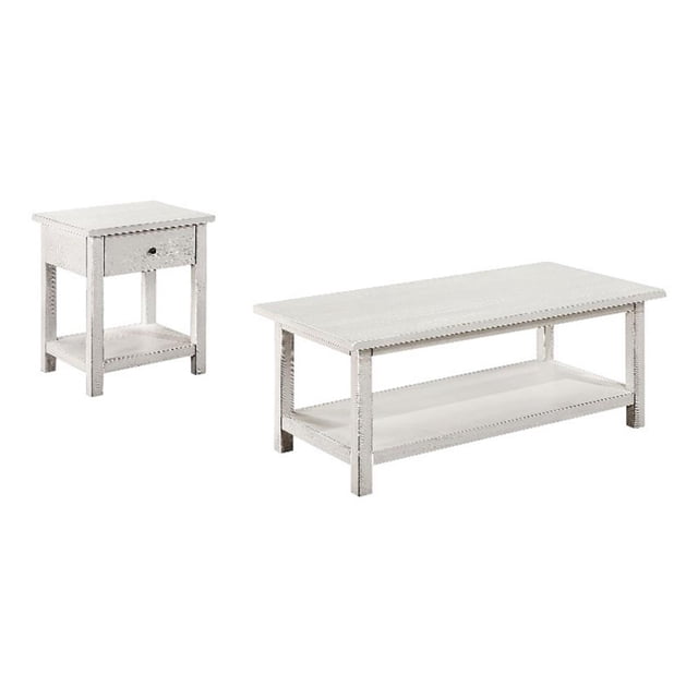 Payne Ensemble de Table d'Appoint 2 Pcs pour Café et 1 Tiroir Blanc