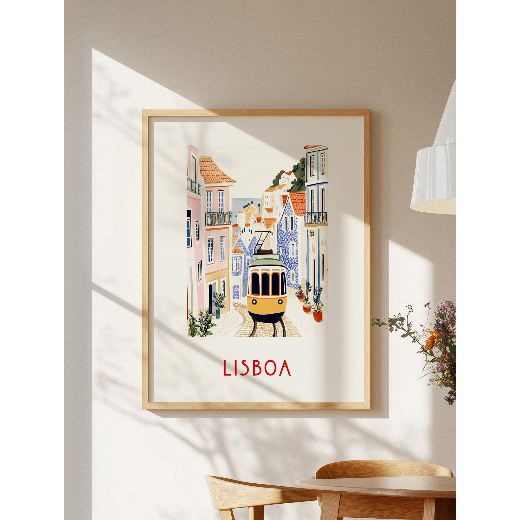 Lisbon Featuring Vintage Travel Portugal Wall Art Lisbon Travel Gift And Modern Lisbon Vintage Travel Wall Poster , Poster Print Only