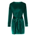 thumbnail image 4 of Qiopertar Robe Décontractée Mode pour Femmes Col Rond Manches Longues Robe Longue Taille en Solde à Moins de 5$ en Solde Offres d'Accès Anticipé, 4 of 6