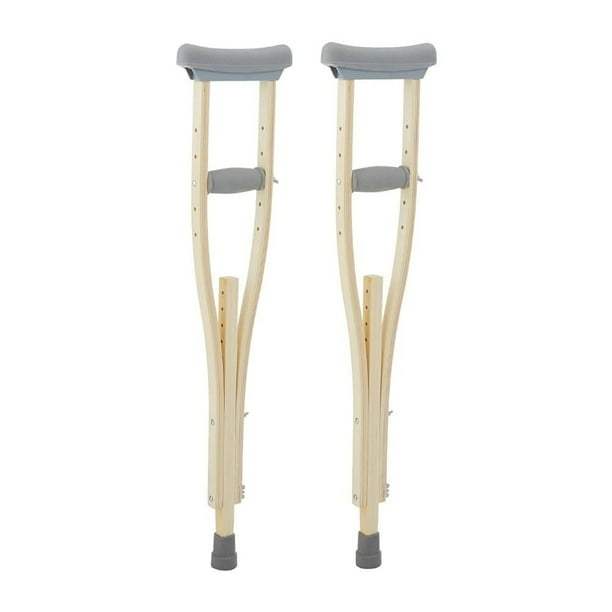 Muletas de madera Sammons Preston, tamaño adulto, sin látex, soportes resistentes para piernas después de lesiones o cirugías, altura ajustable y muletas con asa para personas mayores, discapacitadas