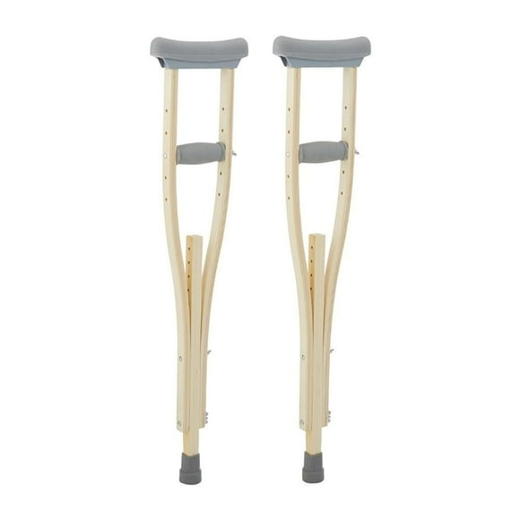 Muletas de madera Sammons Preston, tamaño adulto, sin látex, soportes resistentes para piernas después de lesiones o cirugías, altura ajustable y muletas con asa para personas mayores, discapacitadas