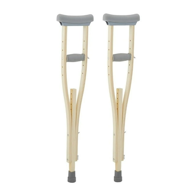 Muletas de madera Sammons Preston, tamaño adulto, sin látex, soportes resistentes para piernas después de lesiones o cirugías, altura ajustable y muletas con asa para personas mayores, discapacitadas