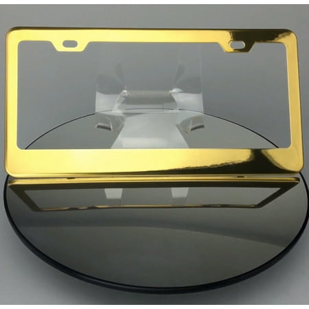 Regular Style Powder Coated Gold Stainless Steel License Plate Frame with Aluminum Screw Cap